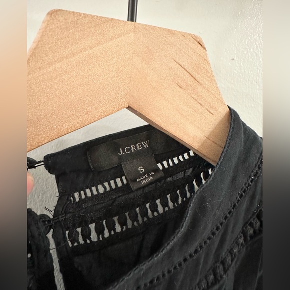 J. Crew Eyelet Trim Ruffle Blouse Black Size Small - Picture 5 of 6